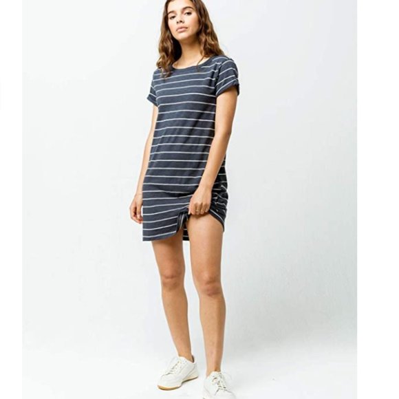🛍 2 for $25! 🛍 Billabong - Striped Blue Coast - Nautical Tee Dress S - Picture 4 of 9